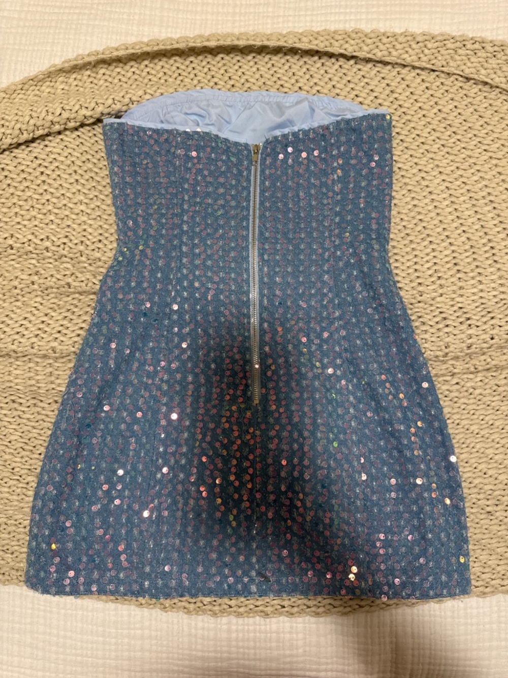 Revolve Superdown Claudia Sequin Denim Dress in Light Wash - Picture 3 of 4